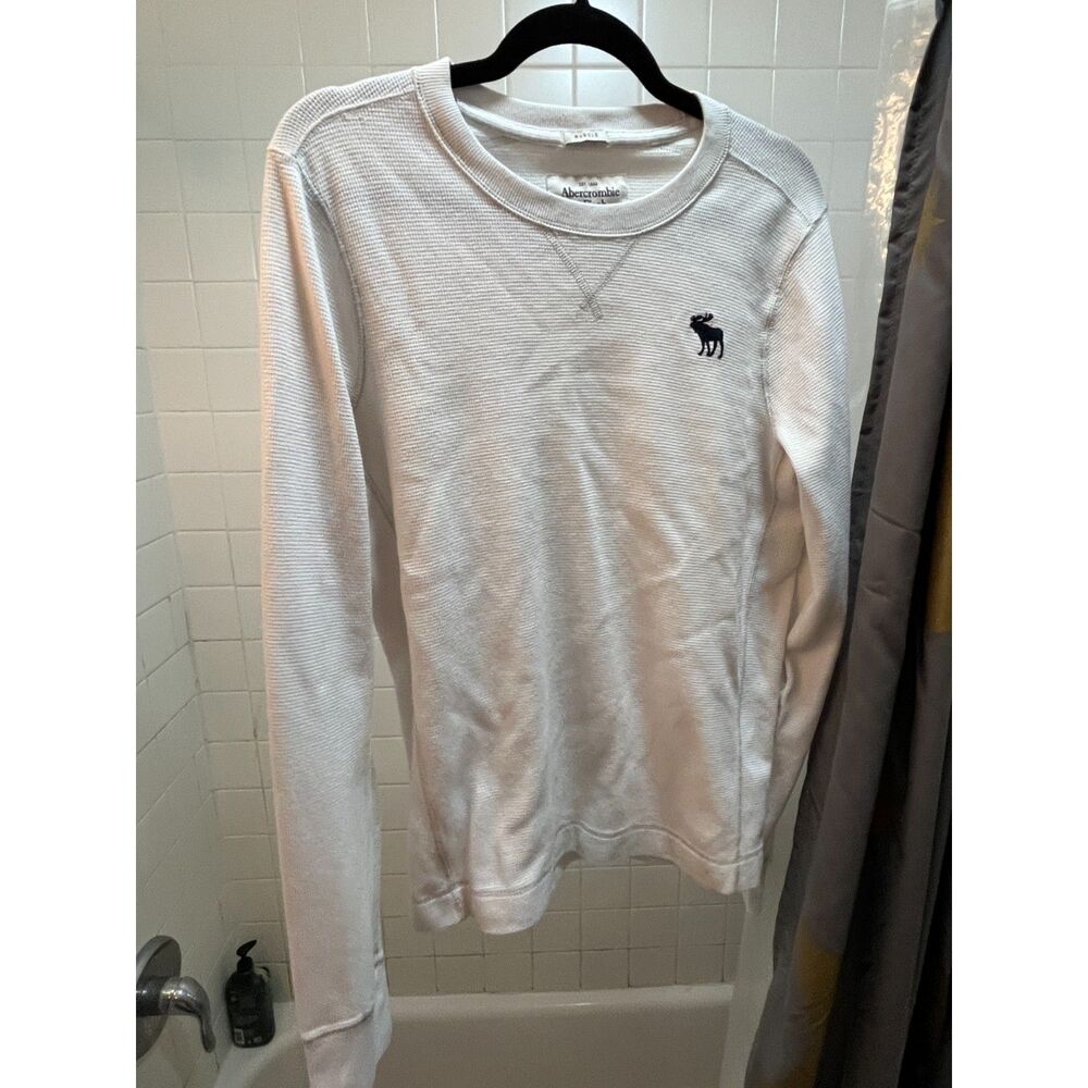 Abercrombie & Fitch Waffle-Knit Muscle Thermal Crewneck – Men’s XXL (White)